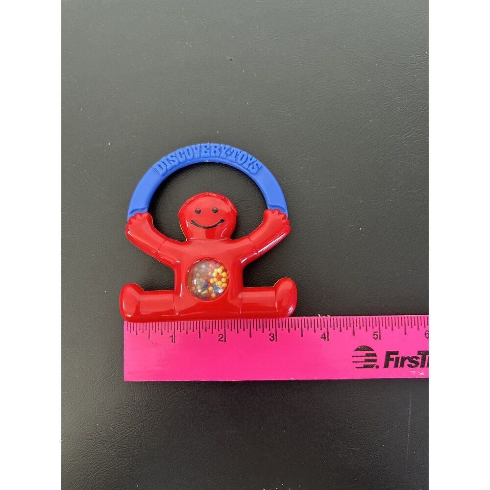Vintage 1990s Discovery Toys Red Blue Happy Arch Rattle Baby Developmental Toy - Picture 3 of 3